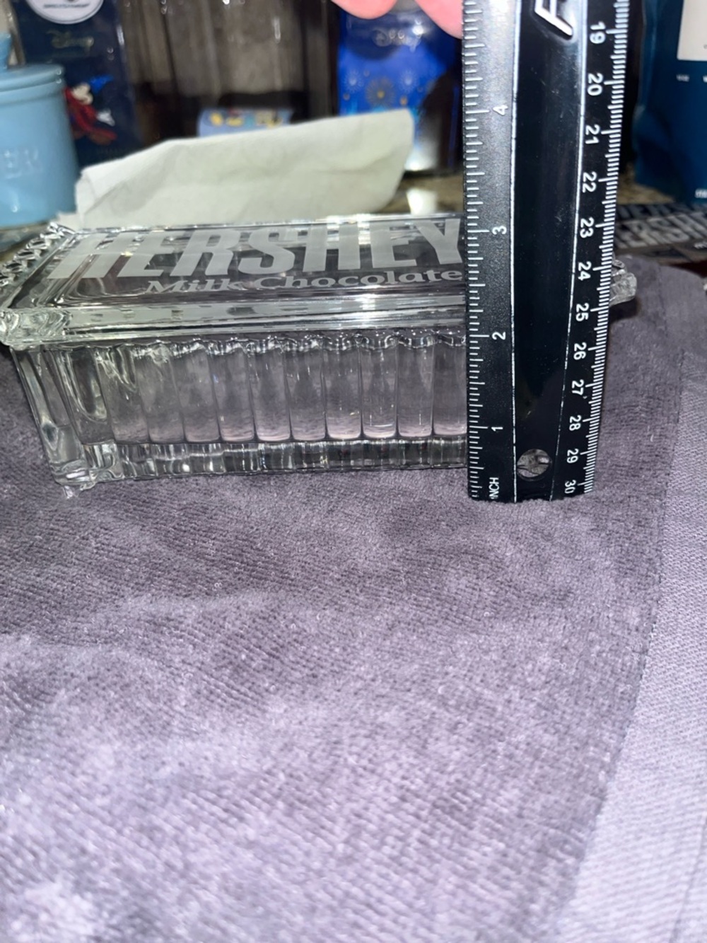Hershey's Milk Chocolate Candy Bar Glass Covered Candy Dish Etched Classic Brown - Picture 12 of 12
